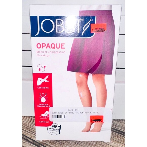 NEW Jobst Opaque Compression Knee High Stockings #115282, 30-40 mmHg Natural - Picture 1 of 2